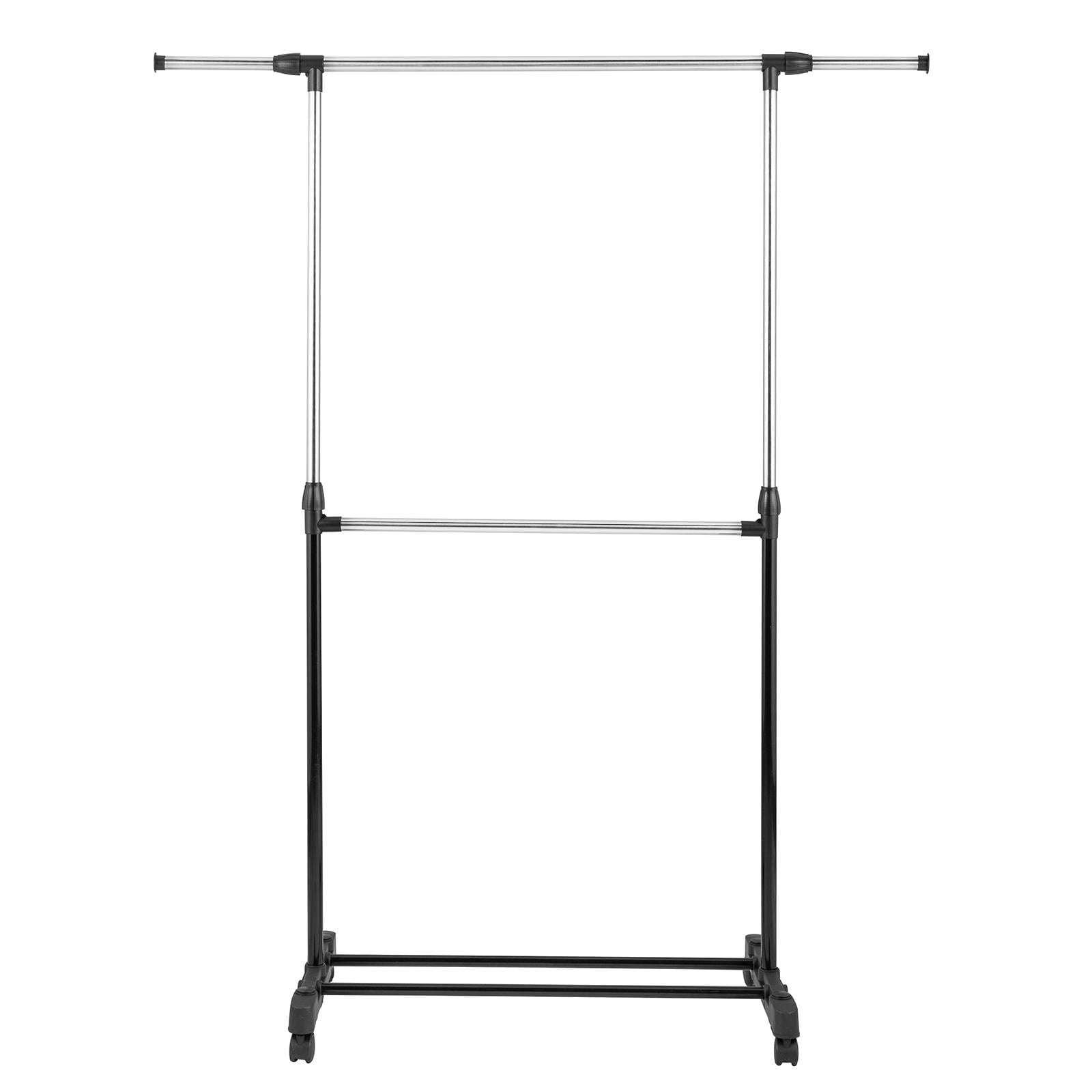 Zimtown Rolling Clothes Rack Single Rail Hanging Garment Bar Drying Display Adjustable