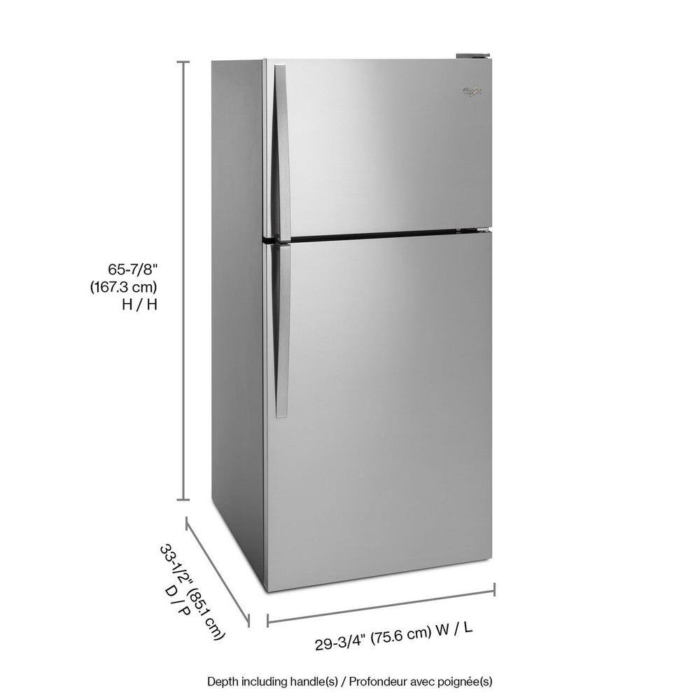 Whirlpool 18.2 cu. ft. Top Freezer Refrigerator in Monochromatic Stainless Steel WRT318FZDM