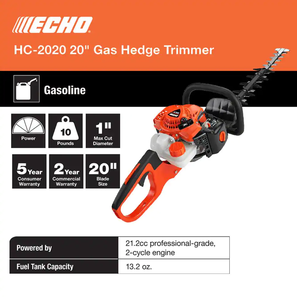 ECHO HC-2020 20 in. 21.2 cc Gas 2-Stroke Hedge Trimmer