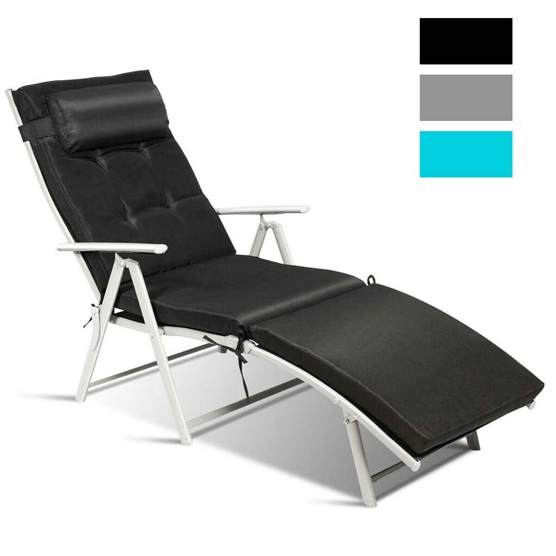 7-Position Folding Outdoor Chaise Lounge Chair, Lightweight Patio Pool Chair Sun Lounger with Cushion & Pillow