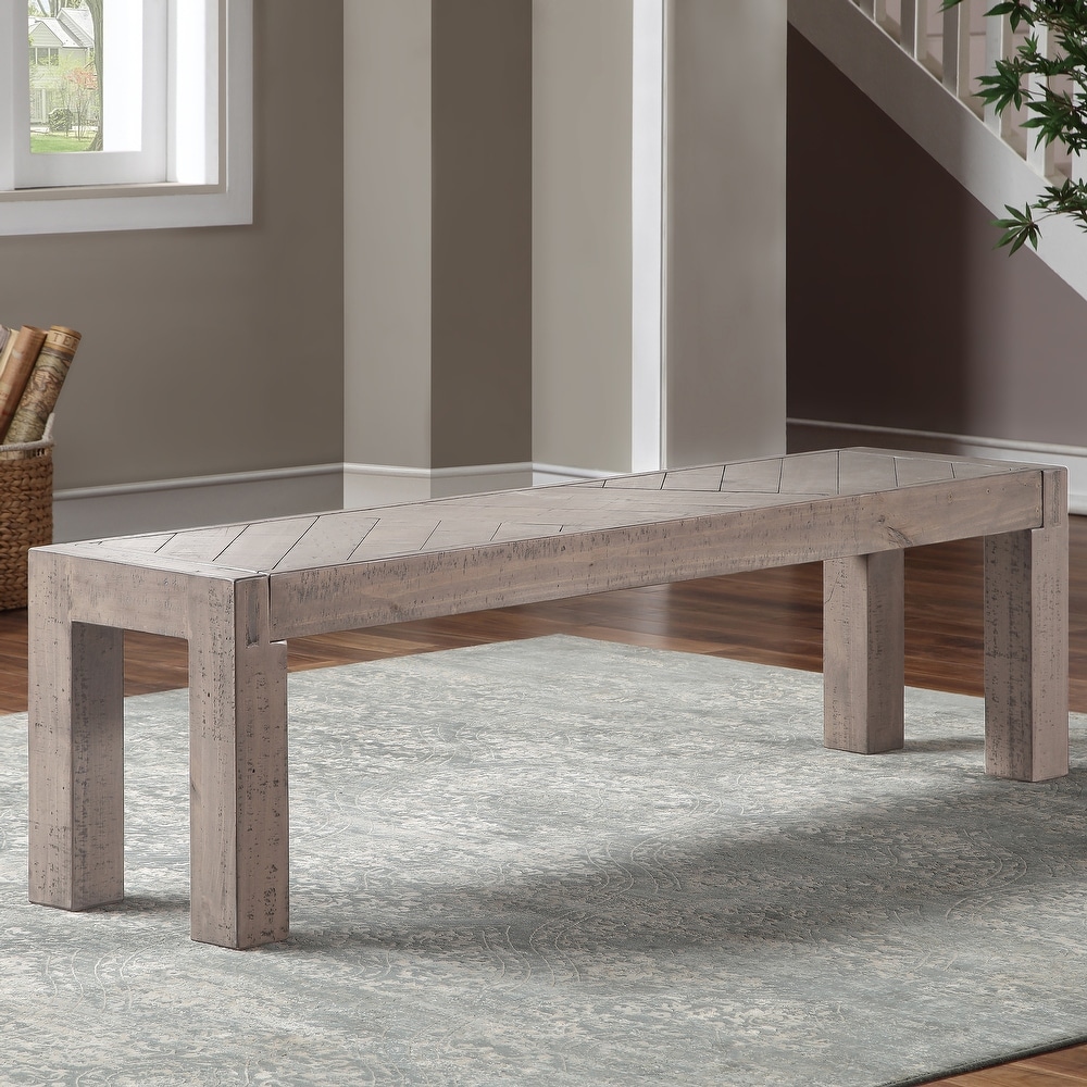 The Gray Barn Aubree Reclaimed Wood Weathered Gray Dining Bench