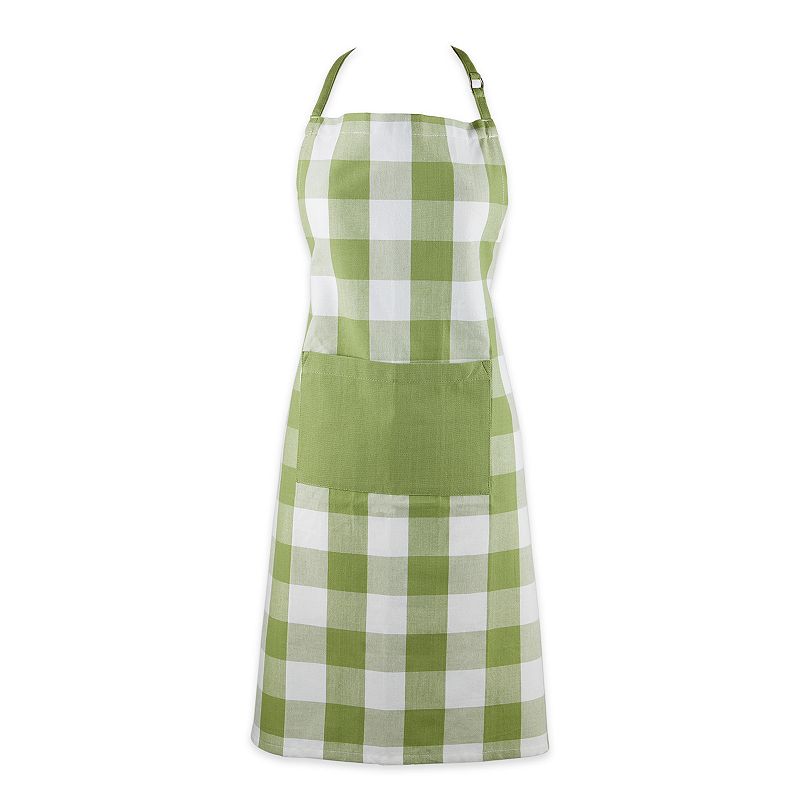 32 x 28 Antique Green and Cotton White Buffalo Check Chef Apron