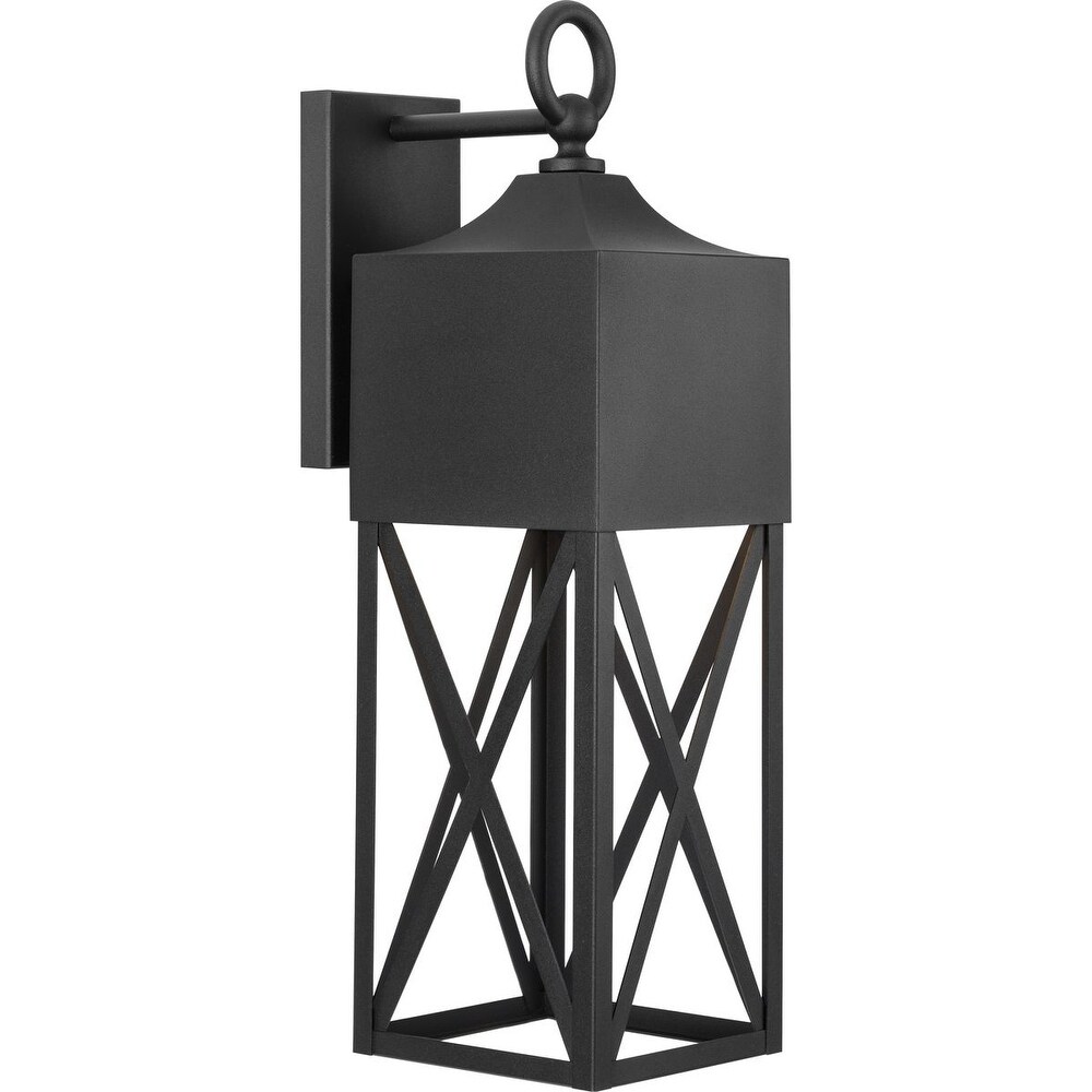 Birkdale Collection One Light Textured Black Outdoor Wall Lantern   7 in x 9.5 in x 23.25 in