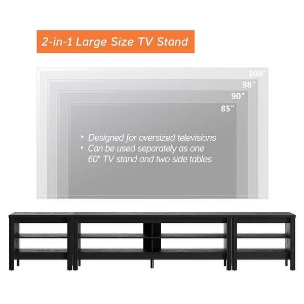 Black TV Stand for 75/85/100 Inch TV， Television Stand and End Table Set