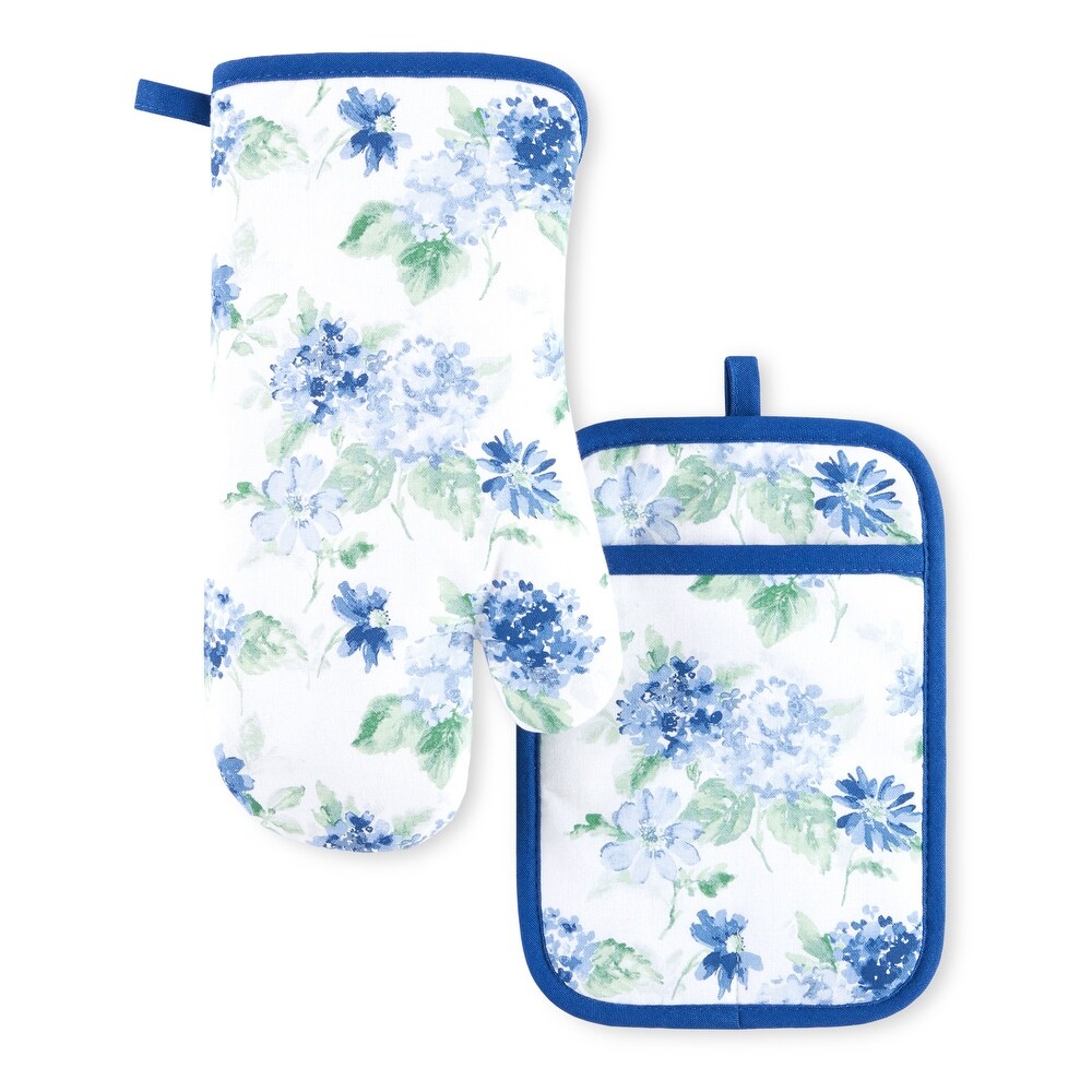 Martha Stewart Amber Floral Oven Mitt   Pot Holder Set 2 Pack   OM: 7\