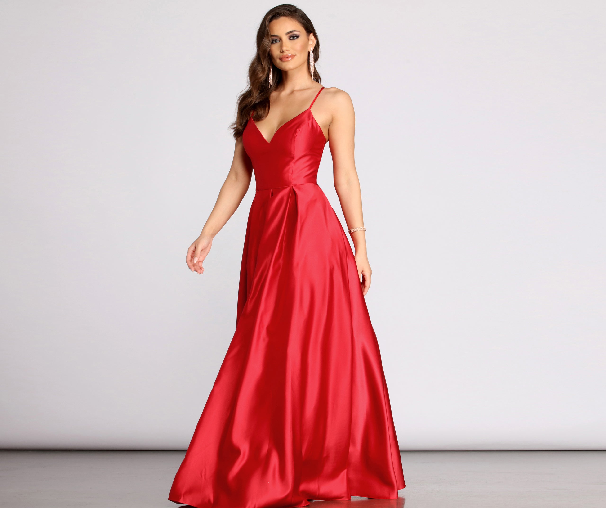 Kendall Satin Lace Up Back Ball Gown