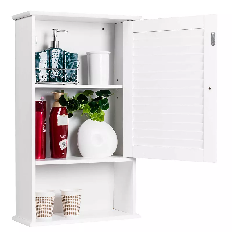 Bathroom Wall Mount Storage Cabinet Single Door with Height Adjustable Shelf