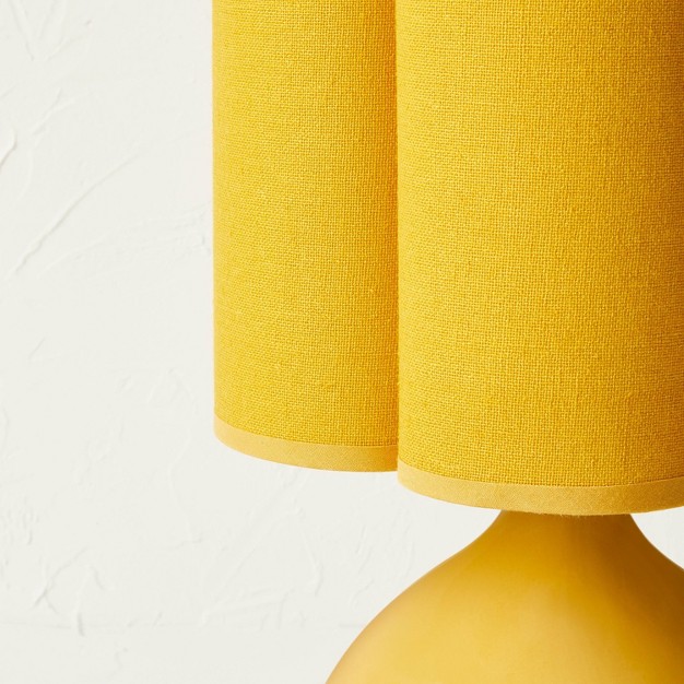 Ceramic Table Lamp With Elongated Shade Yellow includes Led Light Bulb Designed With Dailsygrab