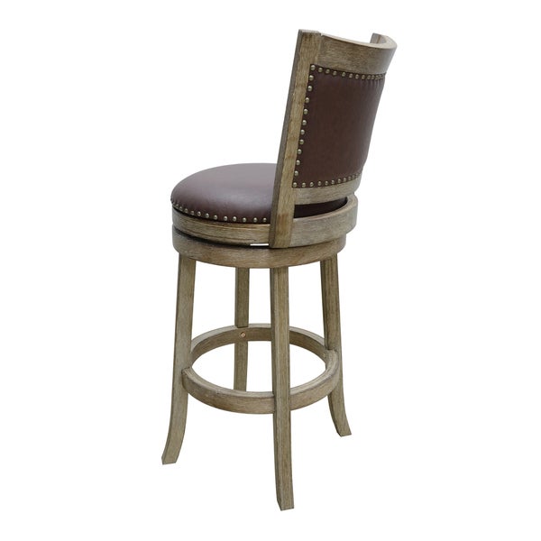 29-inch Cantabria Wire-brush Swivel Stool， Weathered White