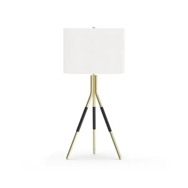 Tripod Floor Lamp and Table Lamp Set, Black and Gold - Black and Gold