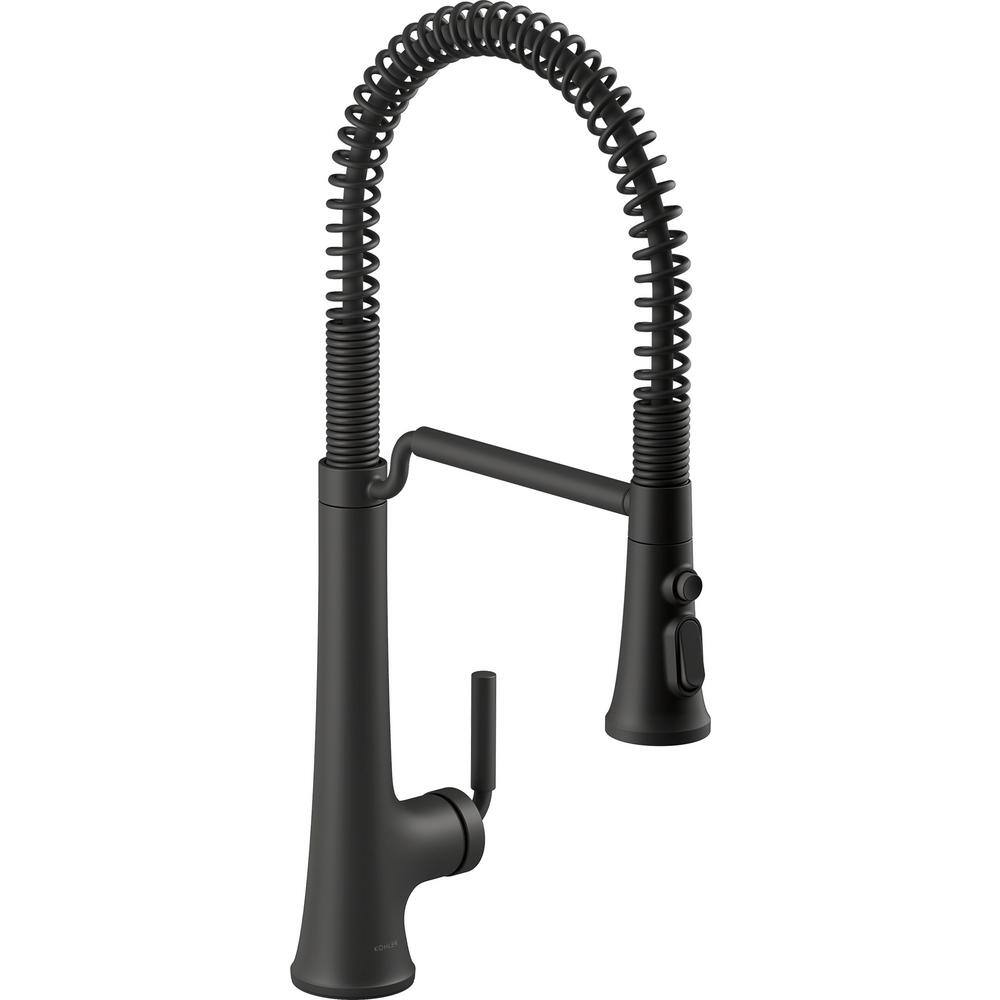 KOHLER Tone Single Handle Pull Down Sprayer Kitchen Faucet in Matte Black 23765-BL