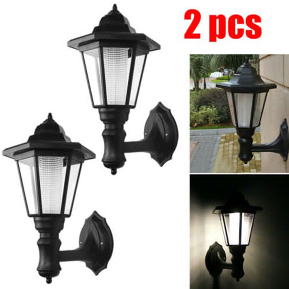 2pcs Waterproof Wall Mount Solar Lights Outdoor Pathway Gate Bright White Lamp Automatic Induction