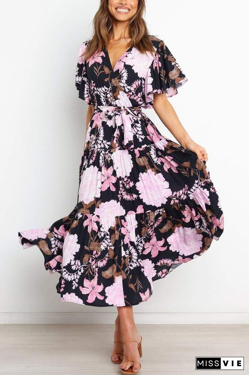 Sunshine Grace Floral Midi Dress