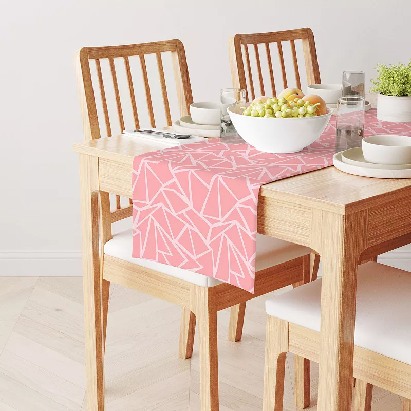 Table Runner， 100% Polyester， 14x108， Geometric Shapes Pink