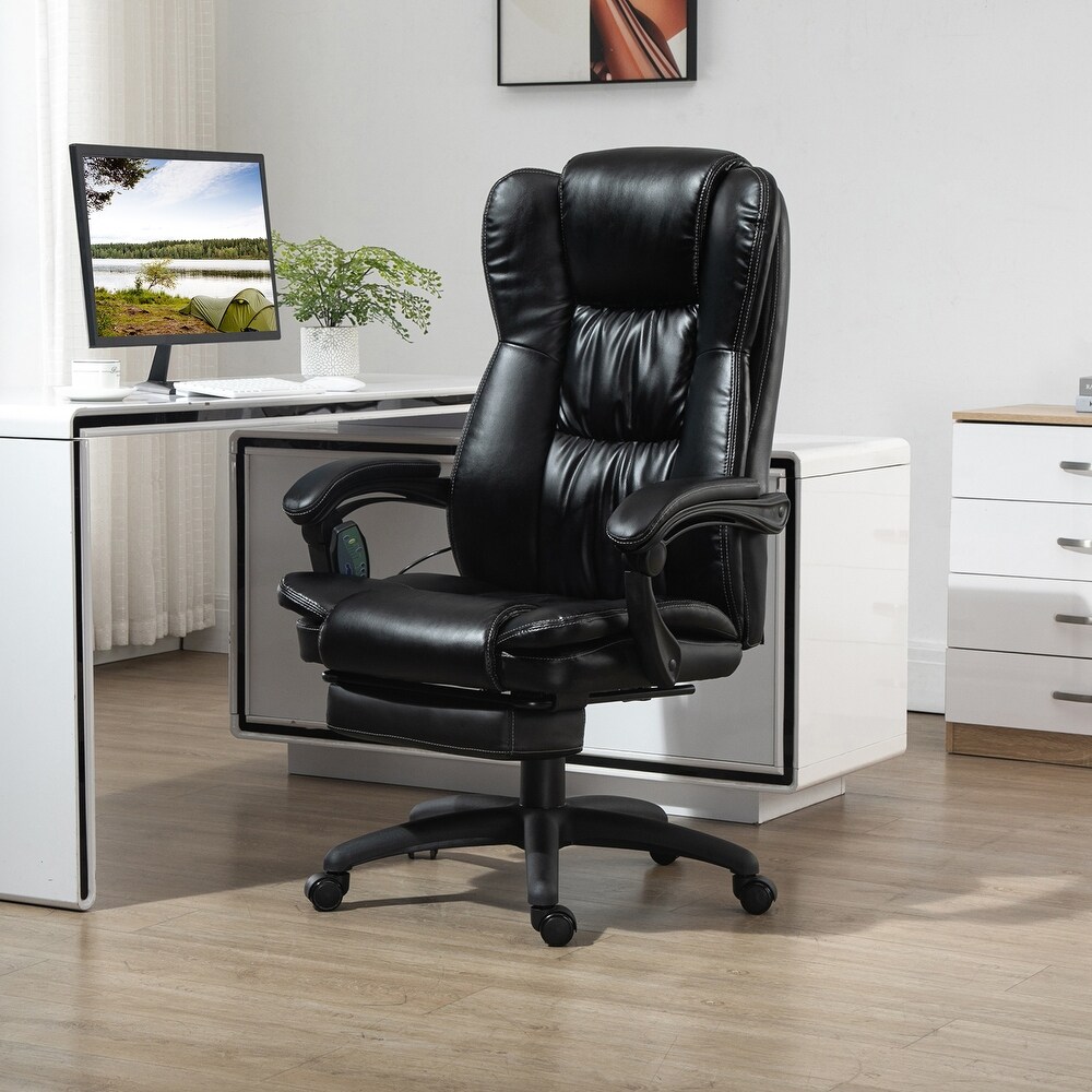 PU Leather Swivel Vibration Office Chair with Retractable Footrest