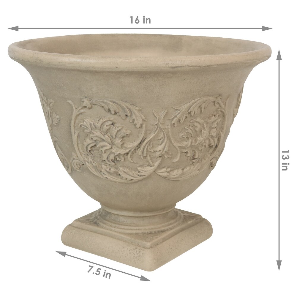 Sunnydaze Darcy Outdoor Double Walled Flower Pot Planter   Beige  16\