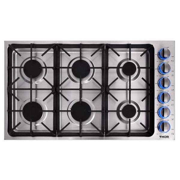 36 Inch Professional Drop-In Gas Cooktop with Six Burners