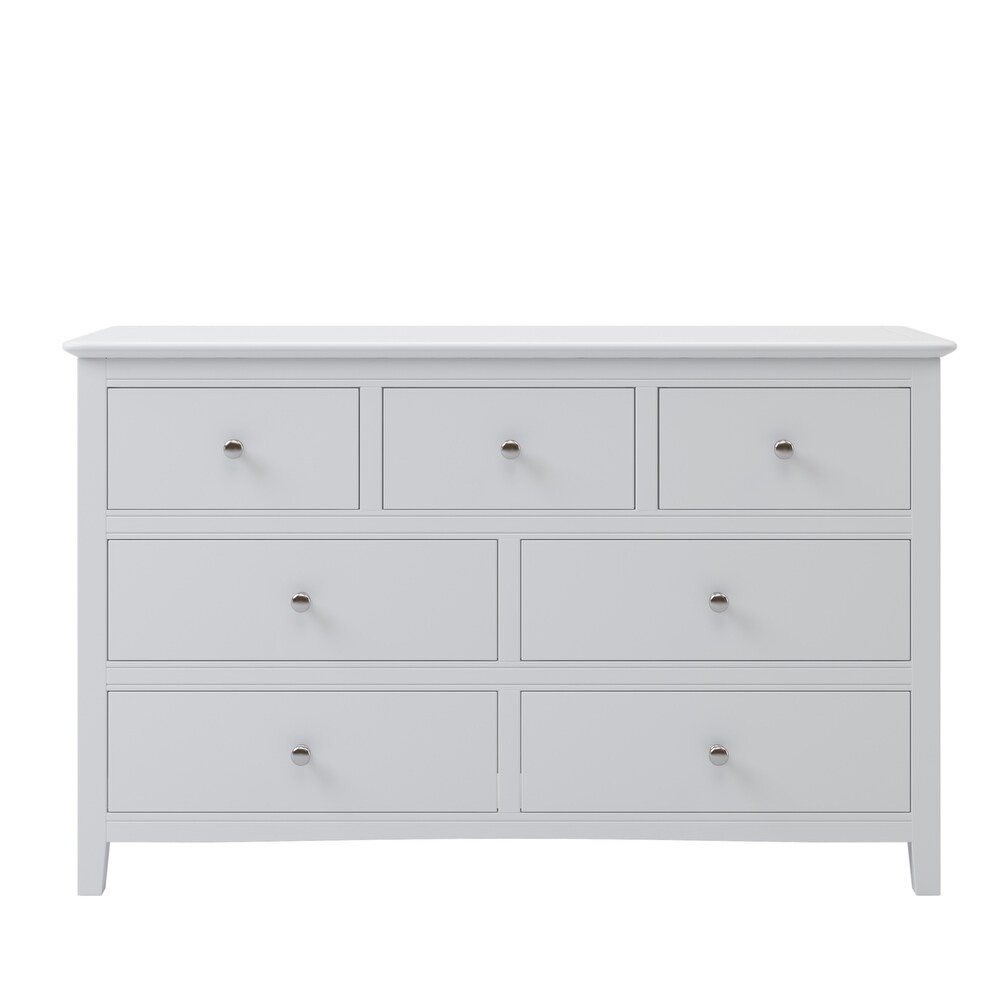 7 / 5 Drawers Solid Wood Dresser in White