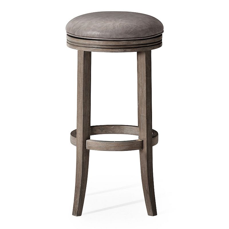 Maven Lane Eva Bar Stool In Reclaimed Oak Finish With Ronan Stone Vegan Leather