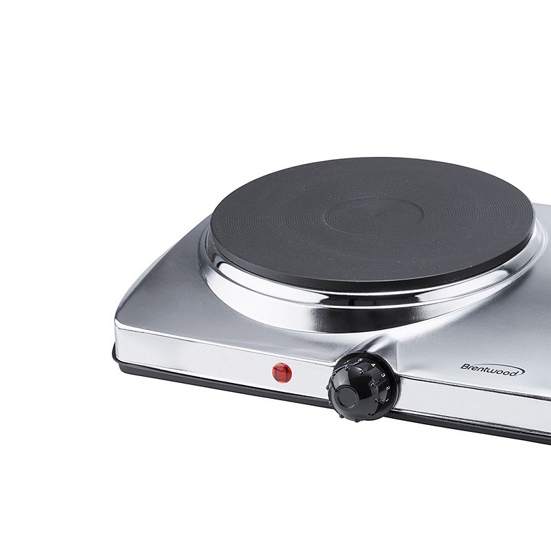 Brentwood Electric 1440W Double Hotplate in Chrome