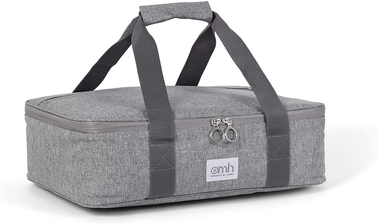 OMH ORGANIZE MY Home-Insulated Casserole Carrying Case for Hot or Cold Food Storage， Perfect for Potlucks， Parties， Picnics， and Cookouts-Gray