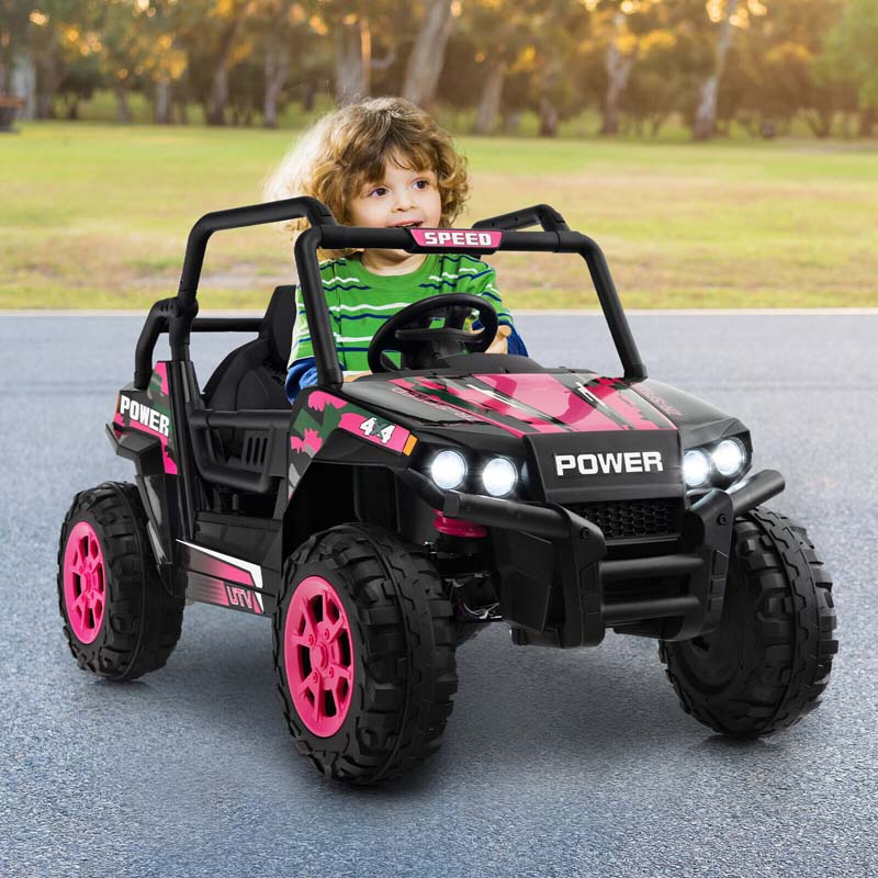 12V Kids Ride On UTV Battery Powered Electric Off-Road Buggy with Remote Control, LED Headlights & Music