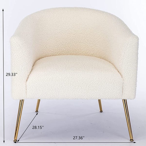 Modern Glam Upholstered Living Room Accent Barrel Chair with Golden Legs