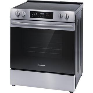 Frigidaire 30 in. 5-Element Slide-In Front Control Electric Range with Steam Clean in Stainless Steel FCFE3062AS