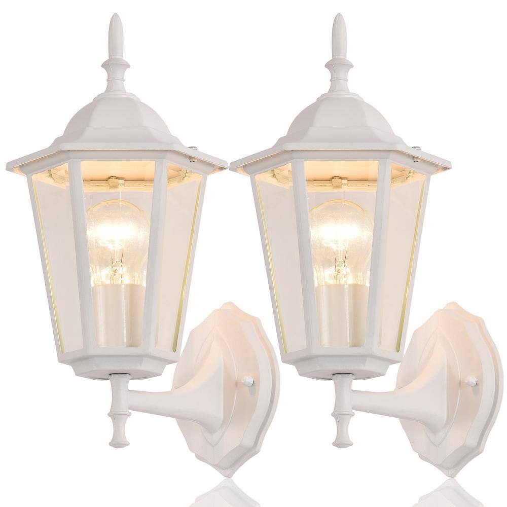 C Cattleya 1-Light White Die-Cast Aluminum Outdoor Wall Lantern Sconce (2-Pack) CA1905-2W