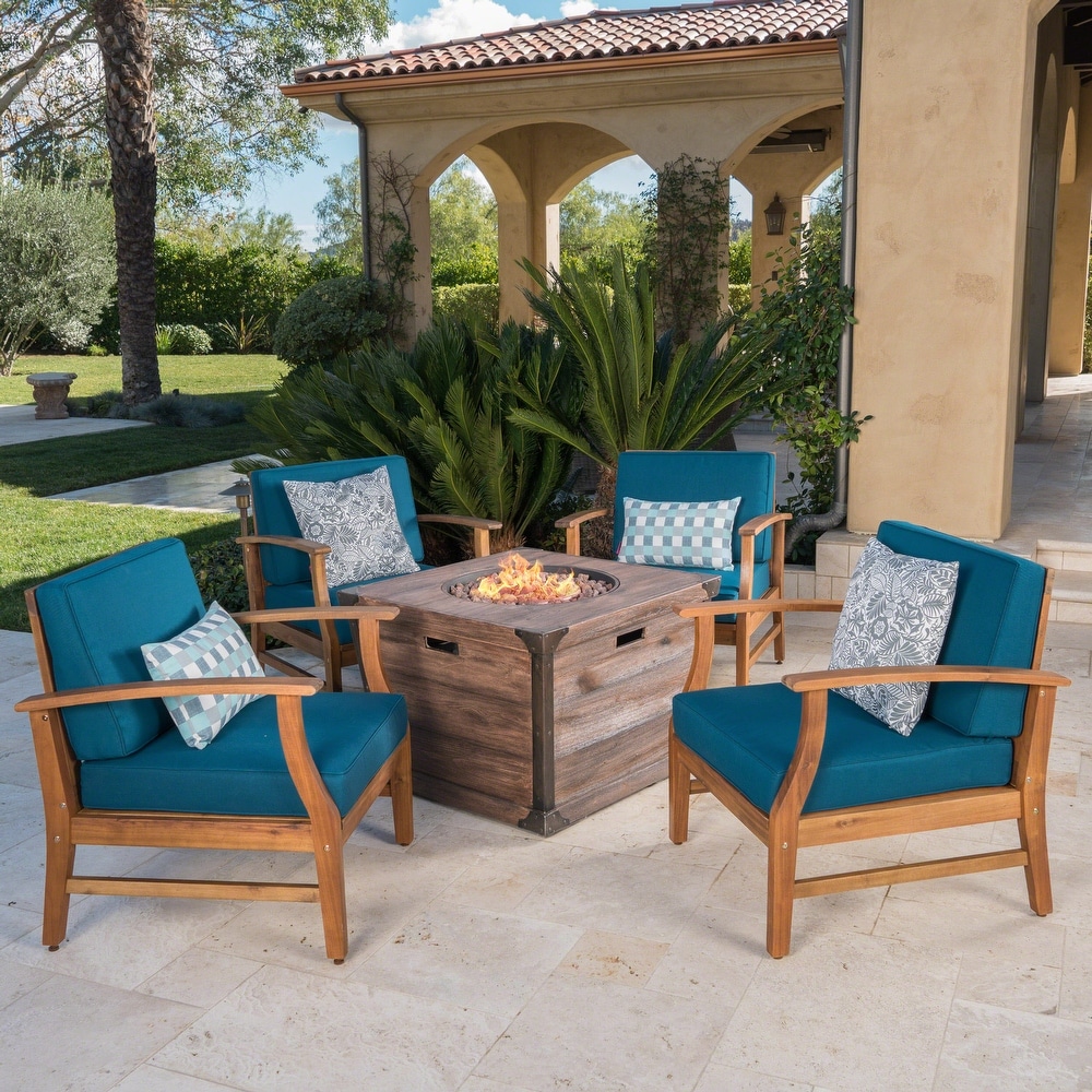 Mark Outdoor 5 piece Fire Table Chat Set by Christopher Knight Home