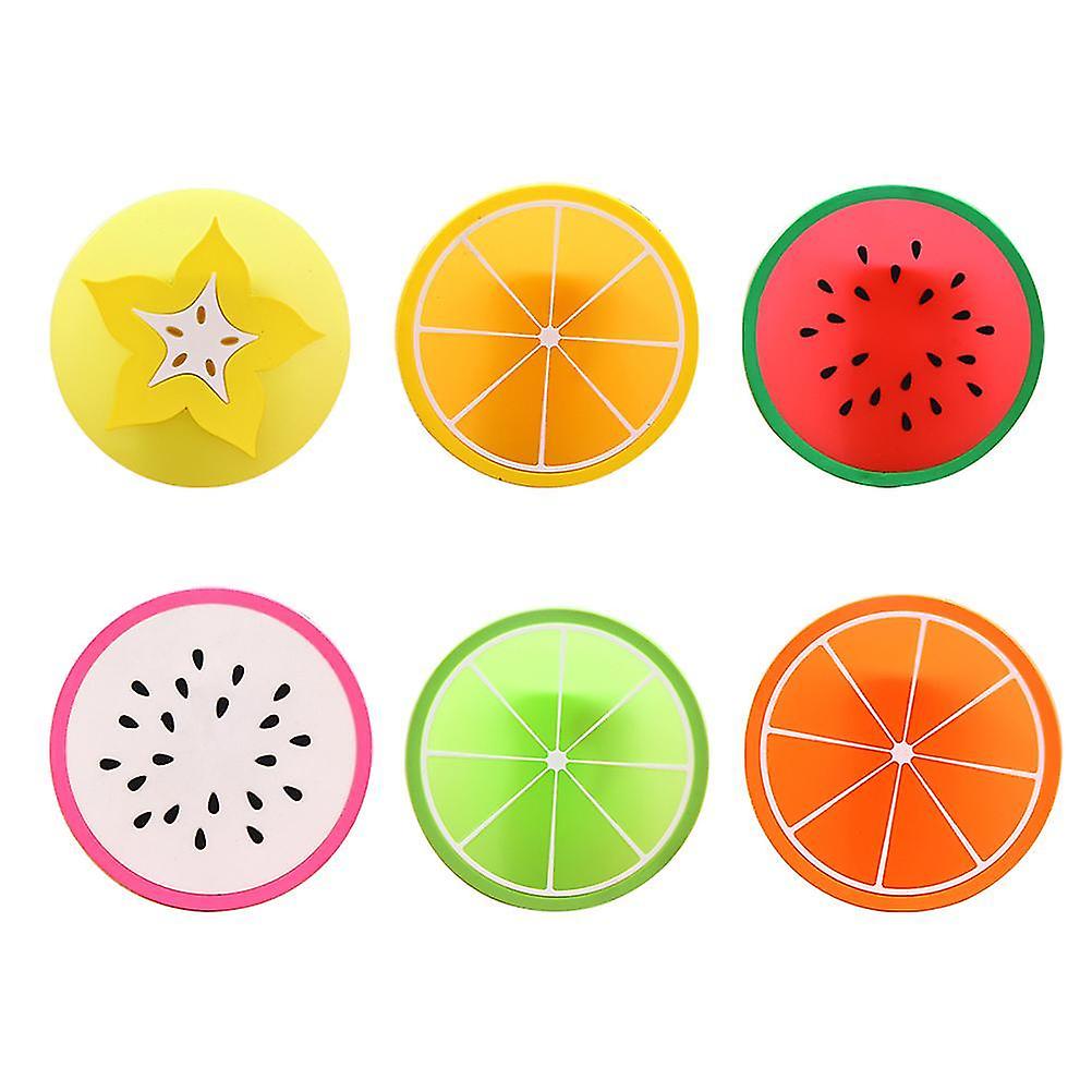 10pcs Round Fruit Pattern Cup Mat Silicone Coasters Non-slip Heat Insulation Pad For Home Restaurant