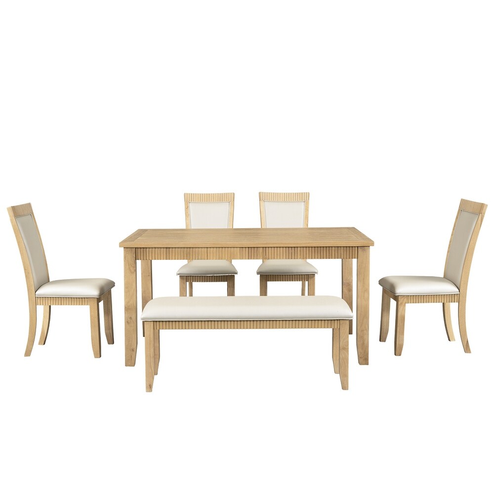 Solid Wood 6 piece Dining Table Set