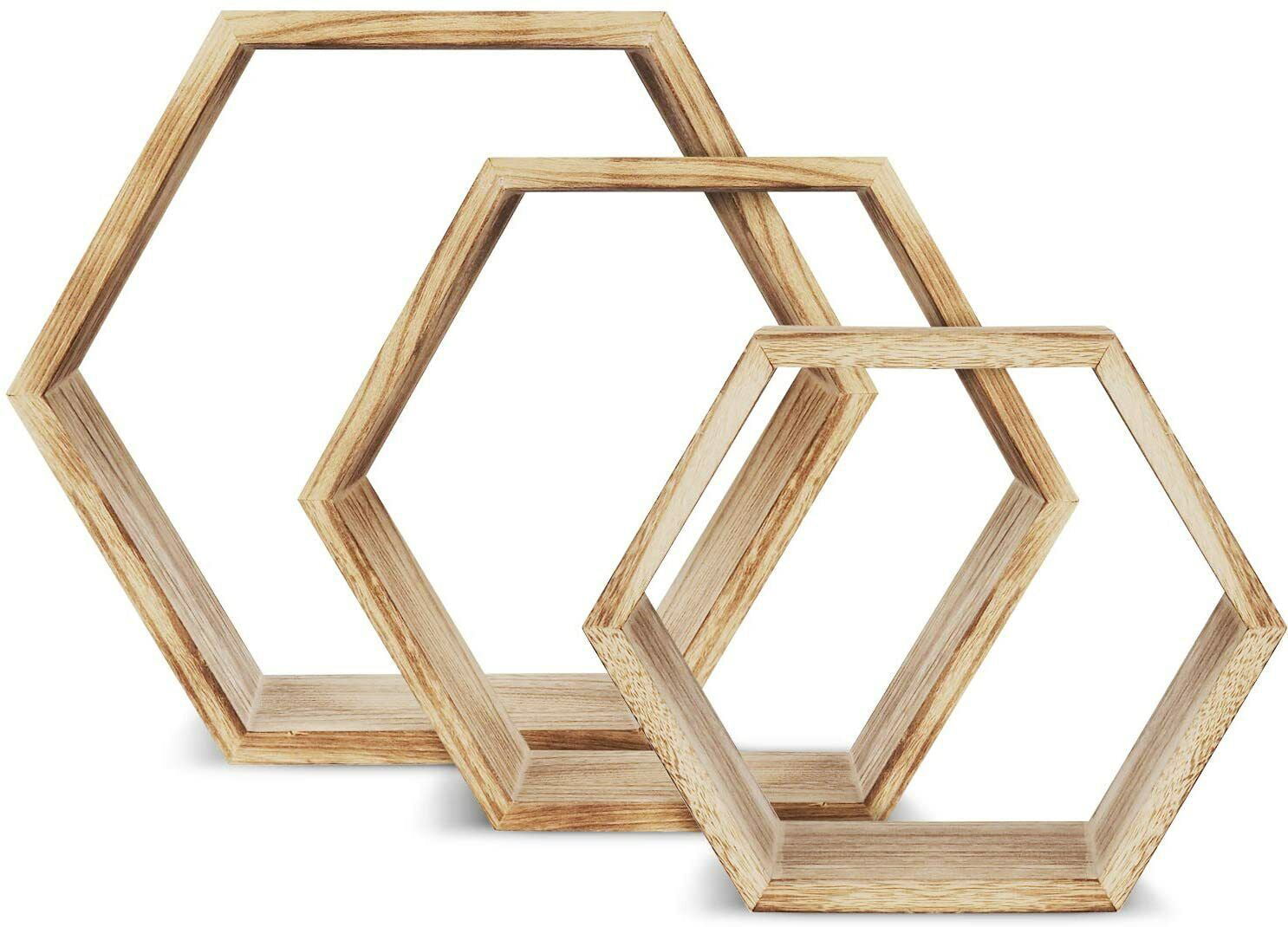 3pcs Shelves Wall Floating Hexagon Plant Shelves Home Decor Shelf for Bedroom