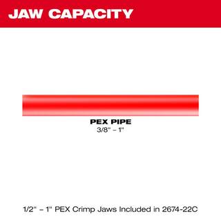 MW M18 18-Volt Lithium-Ion Cordless Short Throw Press Tool Kit with 3 PEX Crimp Jaws (3) 2.0 Ah Batteries and Charger 2674-22C-48-11-1820