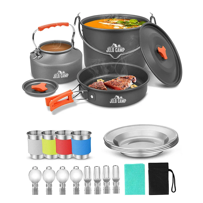 Popular 4 5 Person camp kitchen cooking utensil set travel Other outdoor accessories camping Hanging pot set