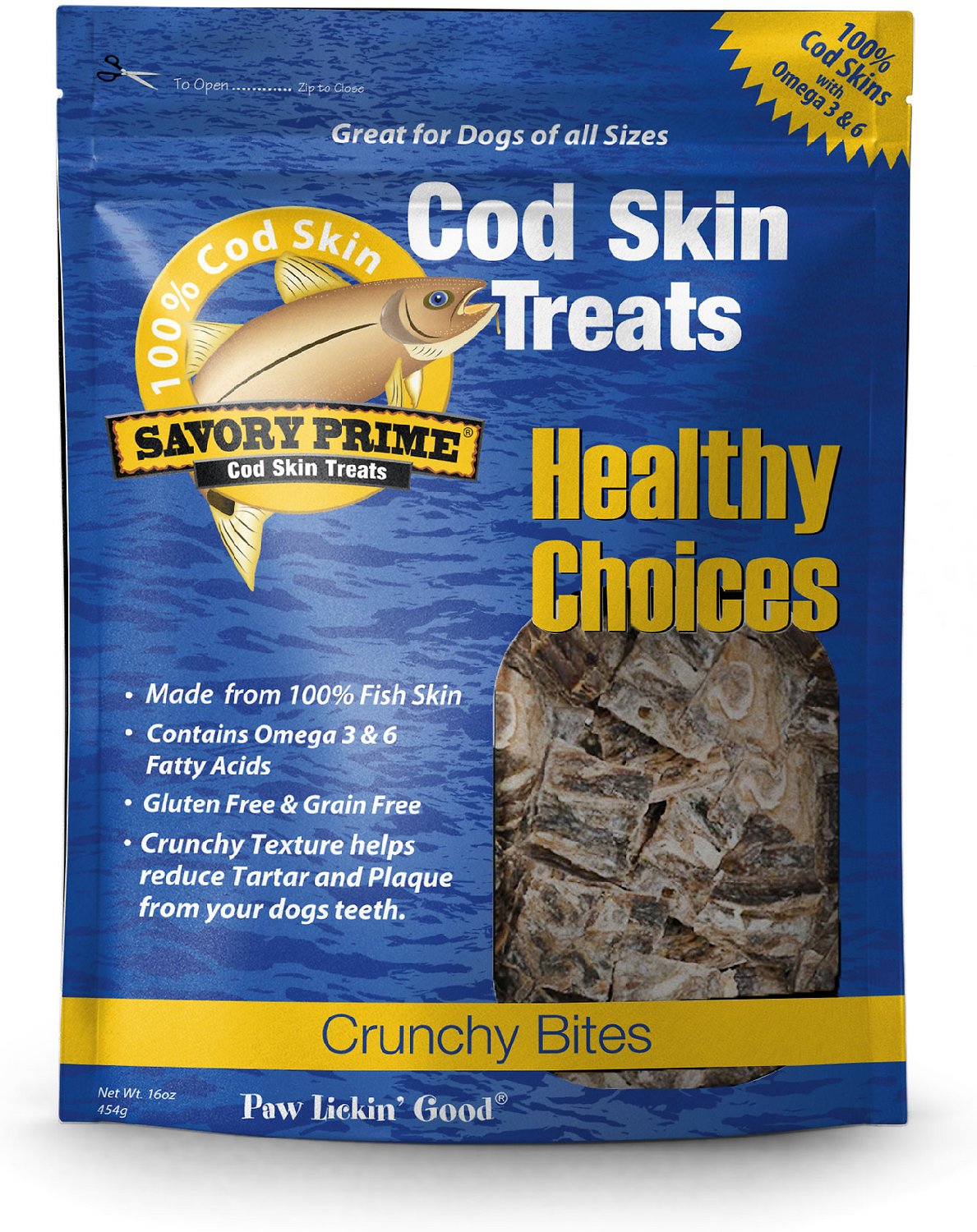 Savory Prime Cod Skin Crunchy Bites Treats for Dogs