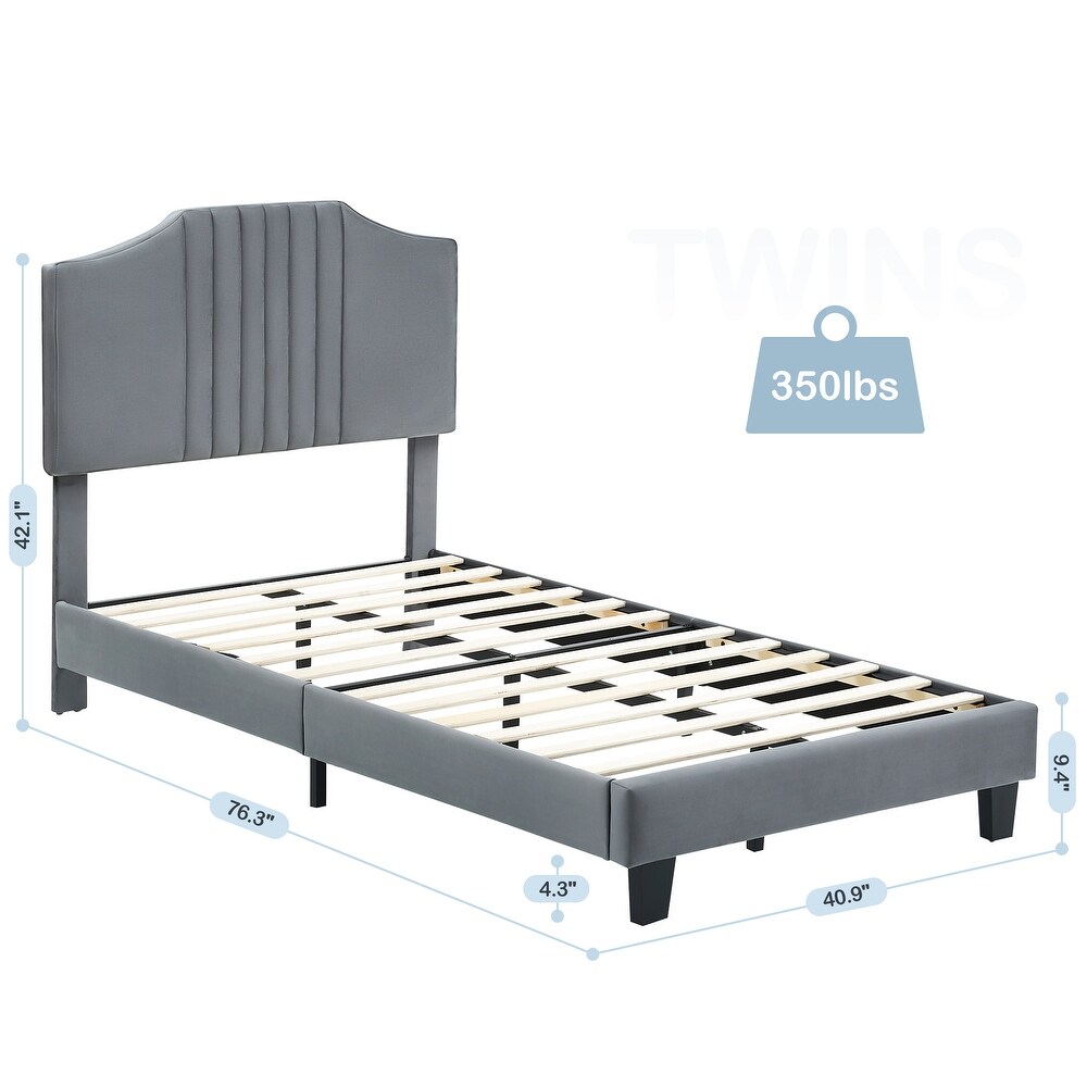 Upholstered Twin Bed Frame Platform for Kids