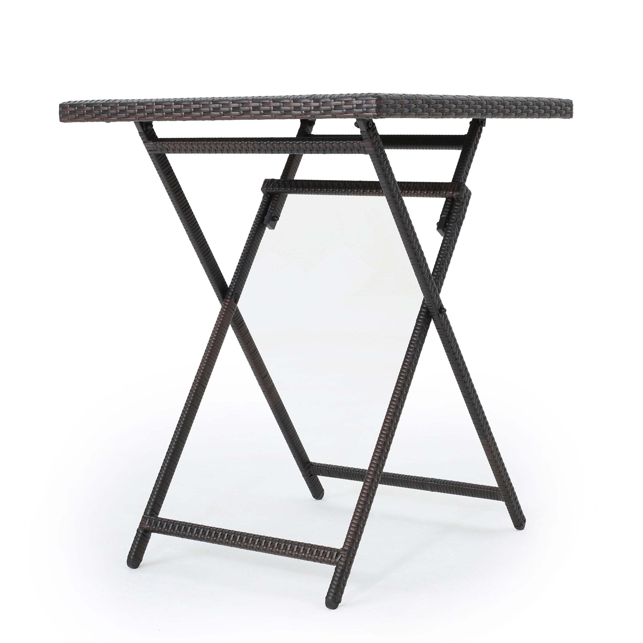 Marinelli Outdoor Folding Multi-Brown Wicker Square Bar Table