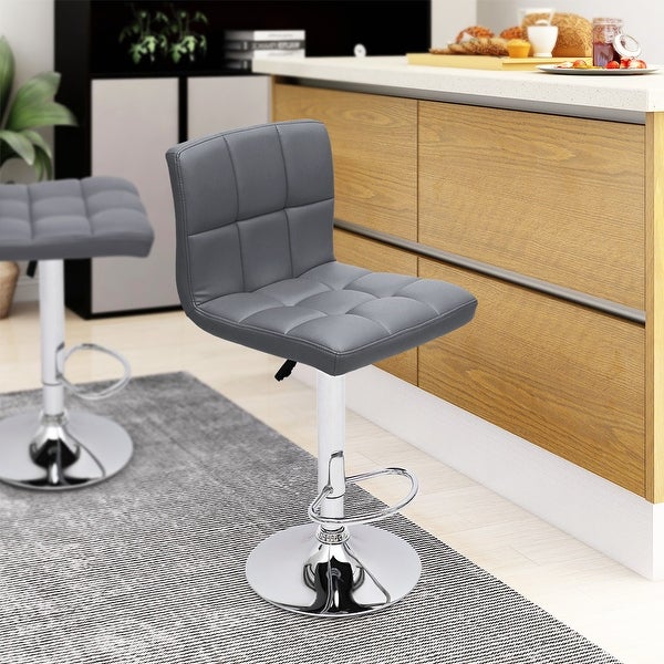 Maypex Swivel Adjustable Height PU Upholstered Bar Stool(set of 2)