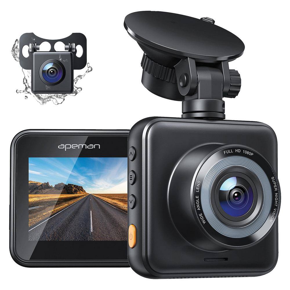 apeman Cube Front and Rear Dash Cams with 170 Field of View and 1080p720p HD C420D