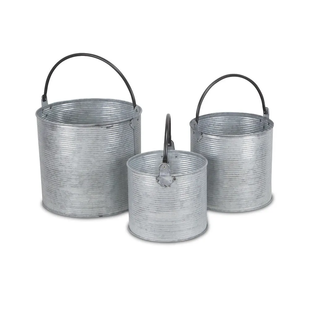 Garden supplies galvanized planters rustic finished metal planters flower pots and and garden buckets at low price