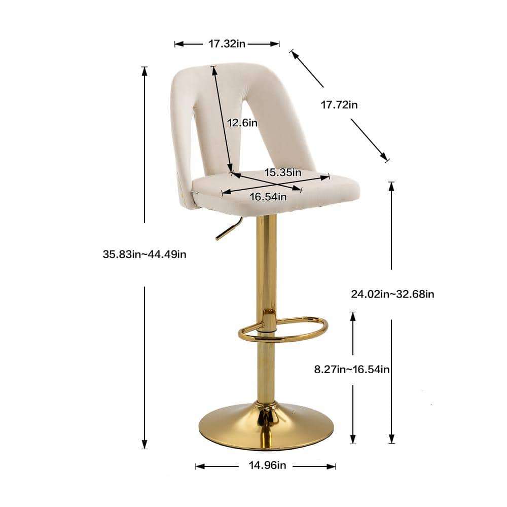 ANBAZAR Tufted Upholstered Bar Stool, Height Adjustable Bar Chair, Bar Stool with Nail Back and Footrest, Counter Height, Gray WJZ-124D