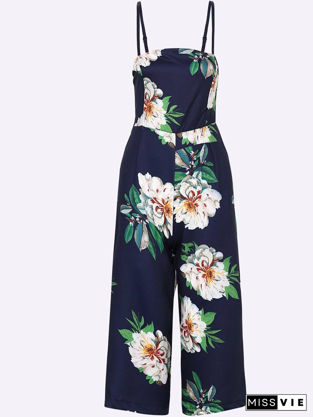 Floral Print Wide Leg Jumpsuit