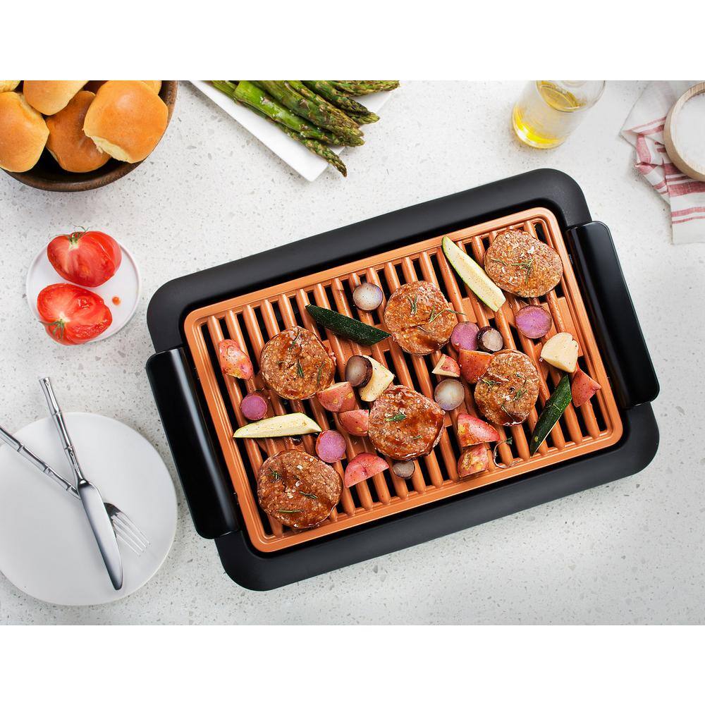 Gotham Steel 234 sq. in. Black Copper Non-Stick Ti-Ceramic Smoke-less Indoor Grill 1619