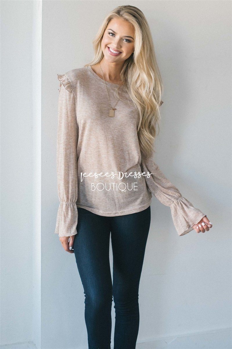 Ruffle Shoulder Peplum Sleeve Top