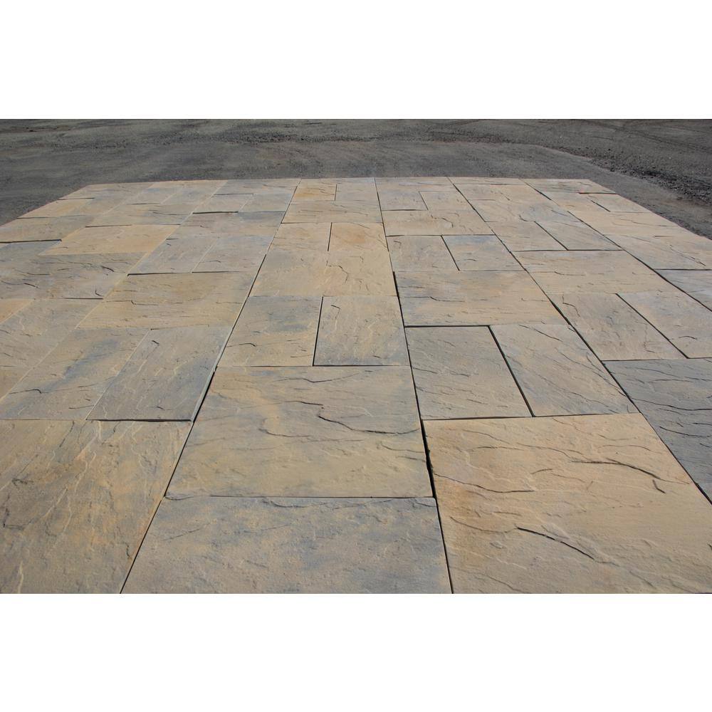 Nantucket Pavers Patio-on-a-Pallet 12in. x 24in. and 24in. x 24in. Concrete Tan Variegated Basketweave Yorkstone Paver(18 Pcs48 Sq Ft) 30534