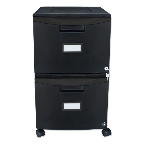 Storex Two-Drawer Mobile Filing Cabinet， 2 Legal/Letter-Size File Drawers， Black， 14.75 x 18.25 x 26 (61312B01C)