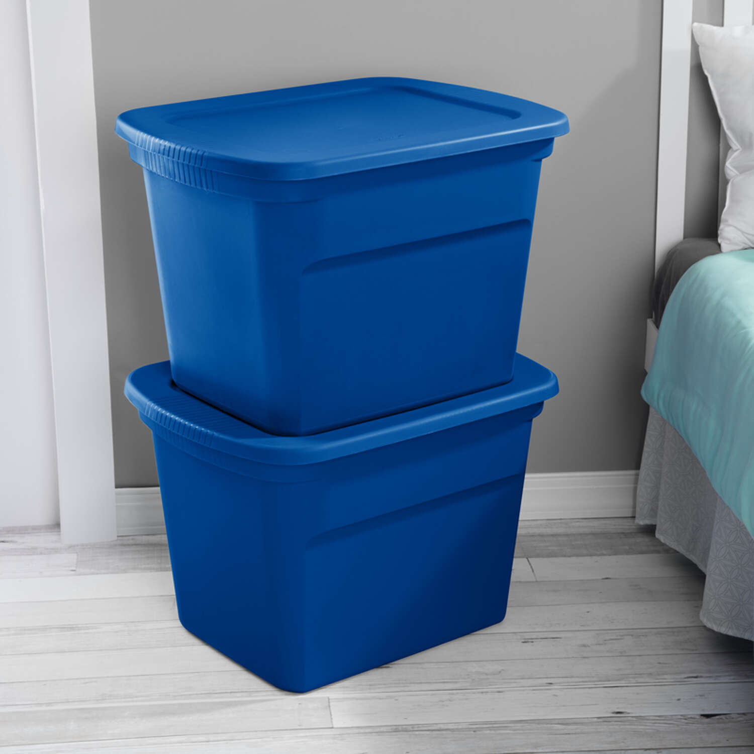 Sterilite 18 gal Blue Storage Tote 16.125 in. H X 18.375 in. W X 23.5 in. D Stackable