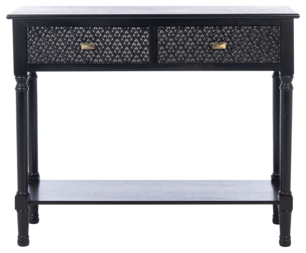 Pansy 2 Drawer Console Table Black   Traditional   Console Tables   by AED Luxury Home Decor  Houzz