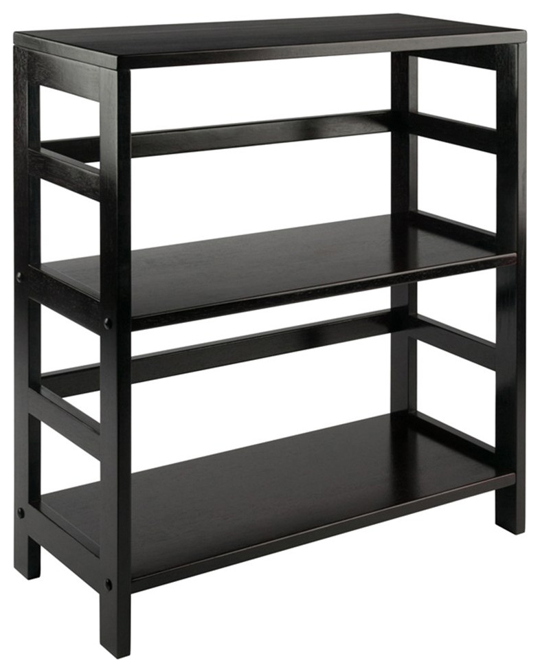 Winsome Torino 2 Shelf Solid Wood Basket Bookcase in Espresso and Chocolate   Transitional   Bookcases   by Homesquare  Houzz